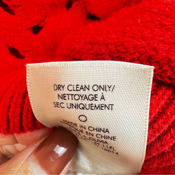 Alice + Olivia Bright Ruby Red Allene Cable Stitch Chunky Wool Sweater Sz. SP - Picture 11 of 11